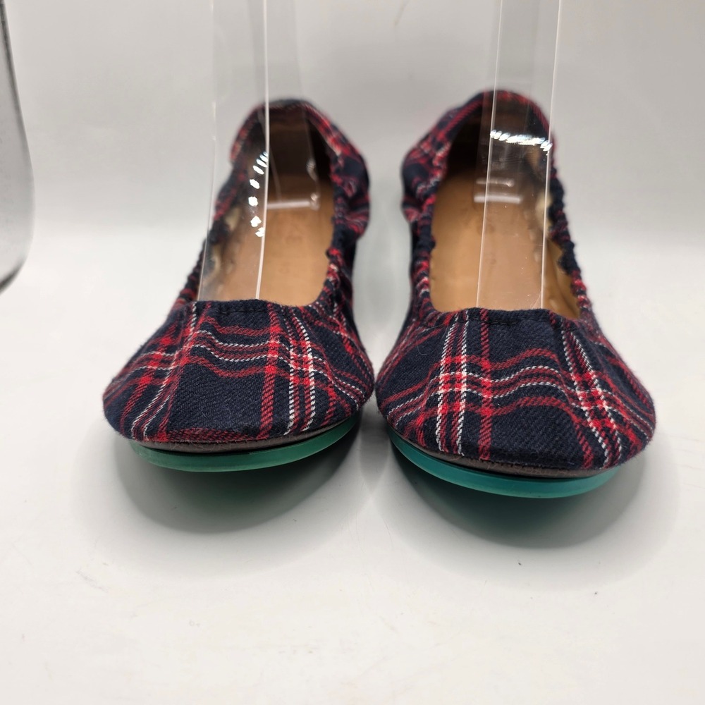 Tieks by Gavrieli Red Navy Blue Plaid Tartan Foldable Ballet Flats Womens 10 - Picture 2 of 7